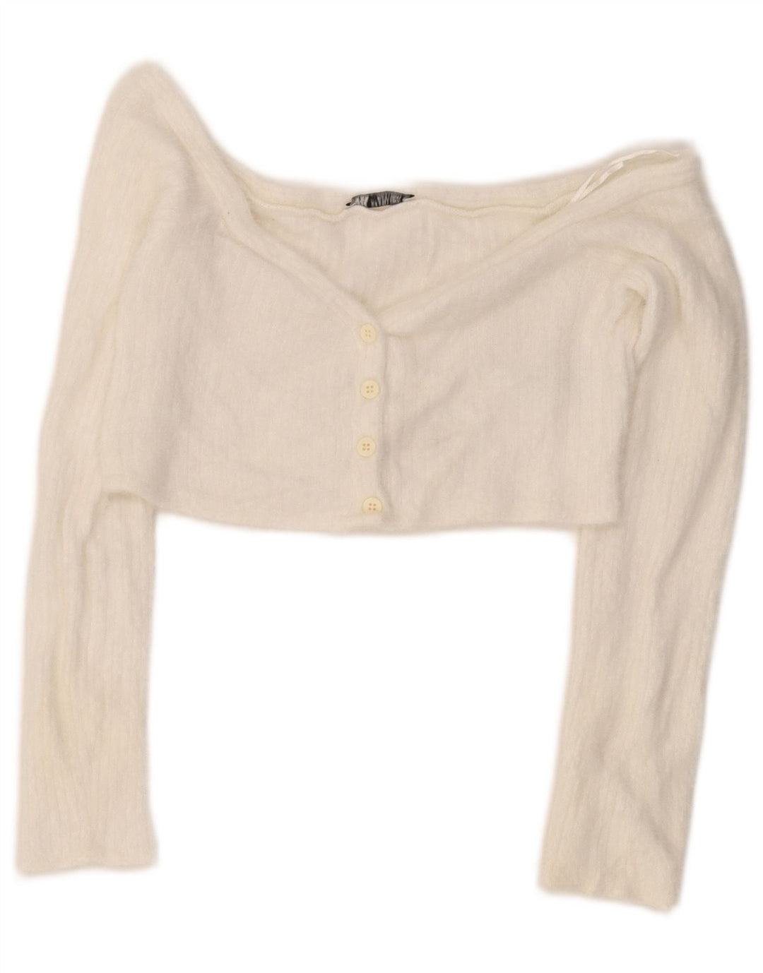 Zara Womens Crop Off Shoulder Top UK 12 Medium White Polyamide