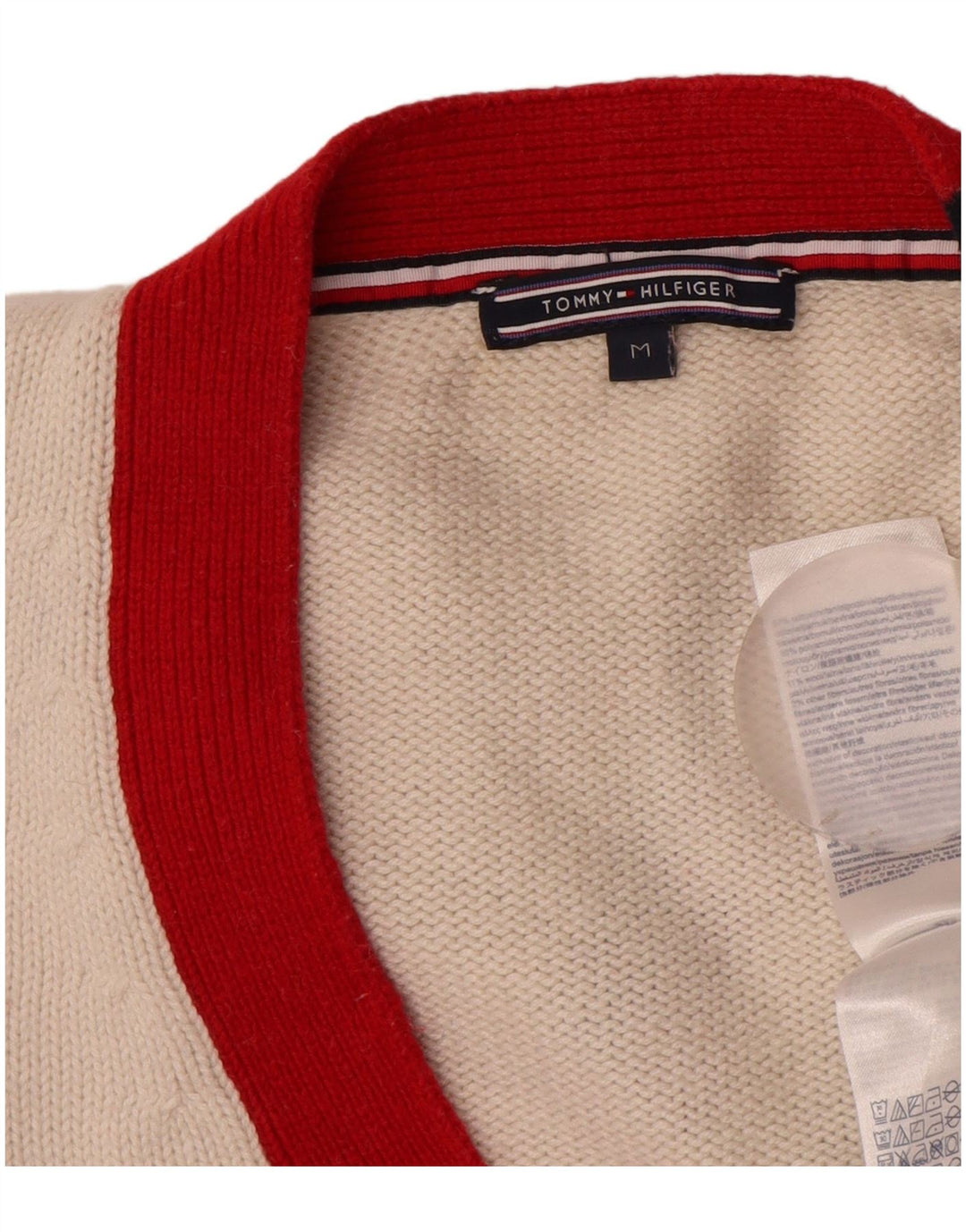 Tommy Hilfiger Herre V-hals sweater Medium Off White Bomuld