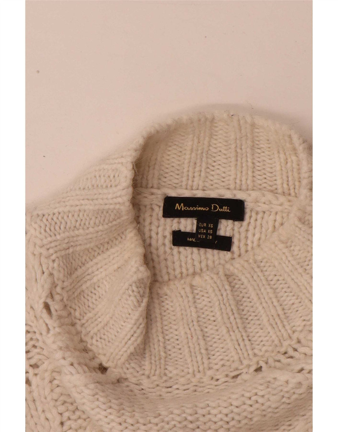 Massimo Dutti Dame Turtle Neck Jumper Sweater UK 4 XS Off White