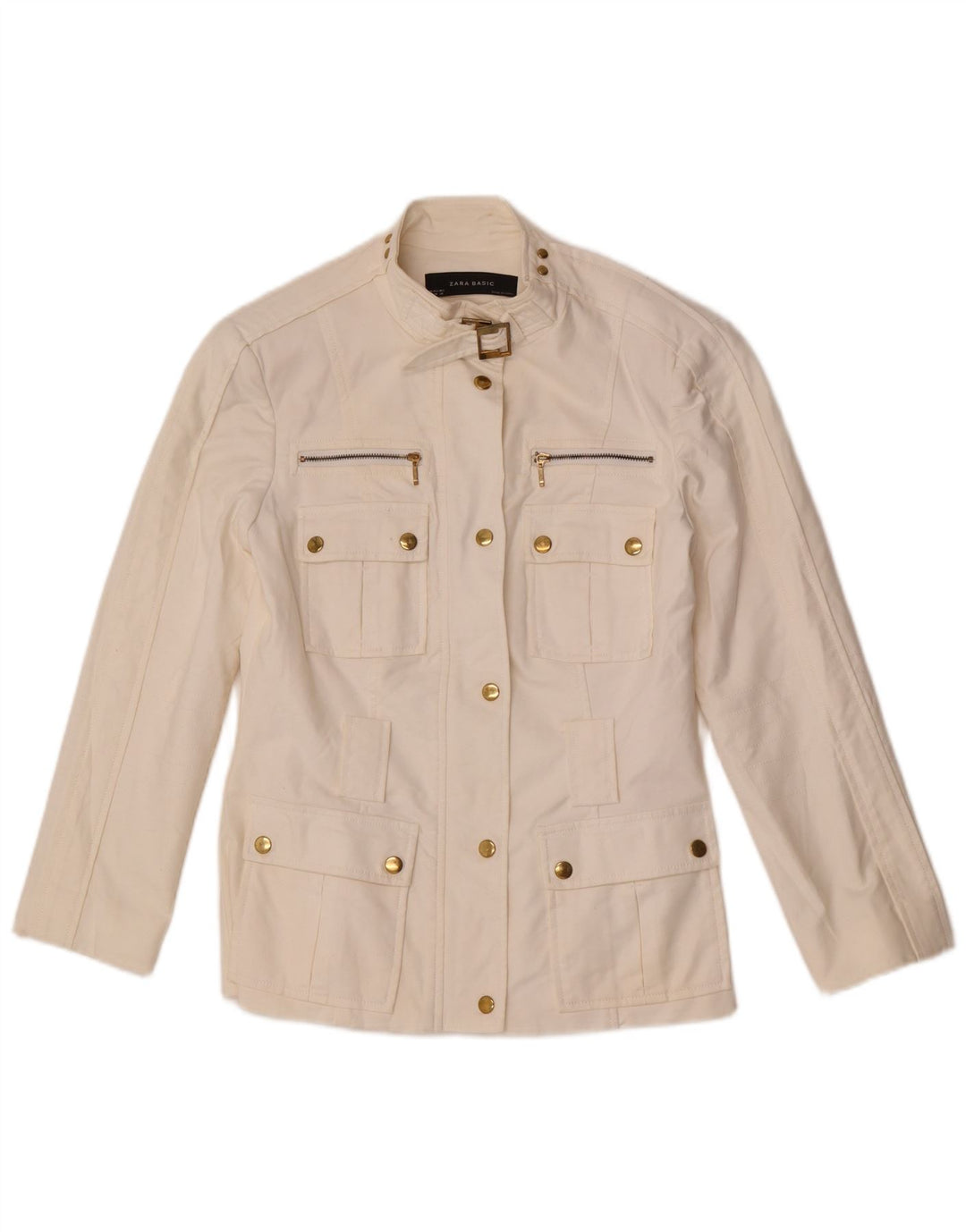 Zara Womens Utility Jacket UK 12 Medium White Bomuld