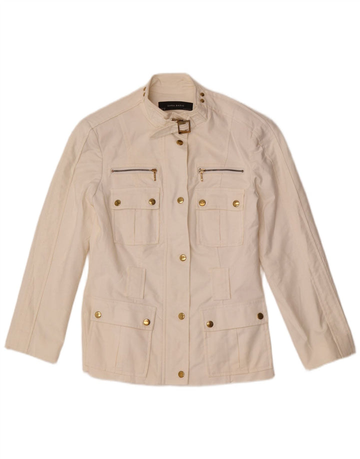Zara Womens Utility Jacket UK 12 Medium White Bomuld