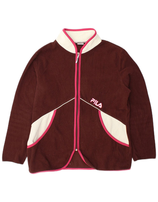 Fila Dame Fleecejakke UK 16 Large Burgundy Colourblock