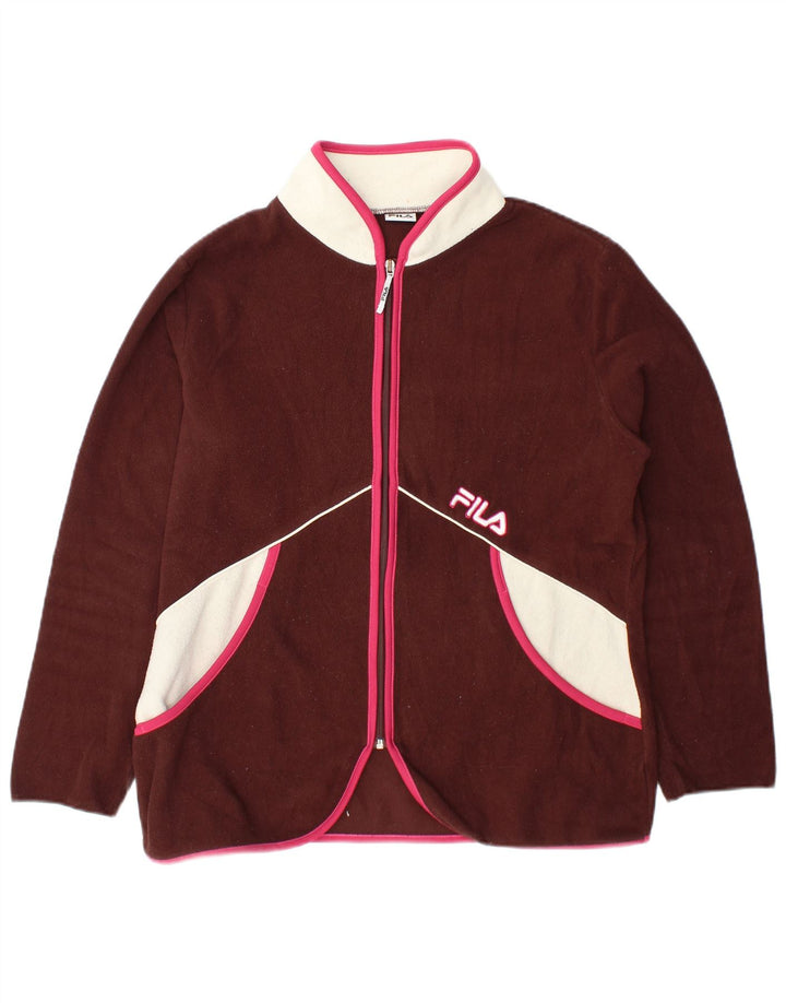 Fila Dame Fleecejakke UK 16 Large Burgundy Colourblock