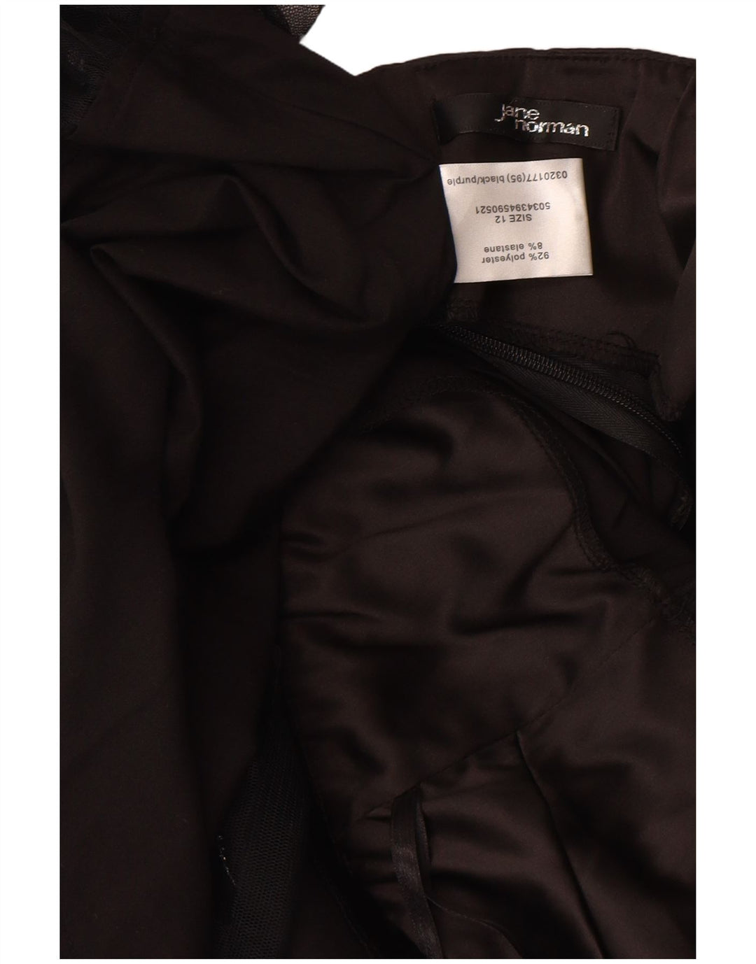 Jane Norman Dame Stropløs Kjole UK 12 Medium Black Floral Polyester