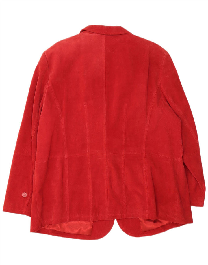 Vintage dame 3-knaps ruskind blazerjakke UK 26 5XL rødt læder