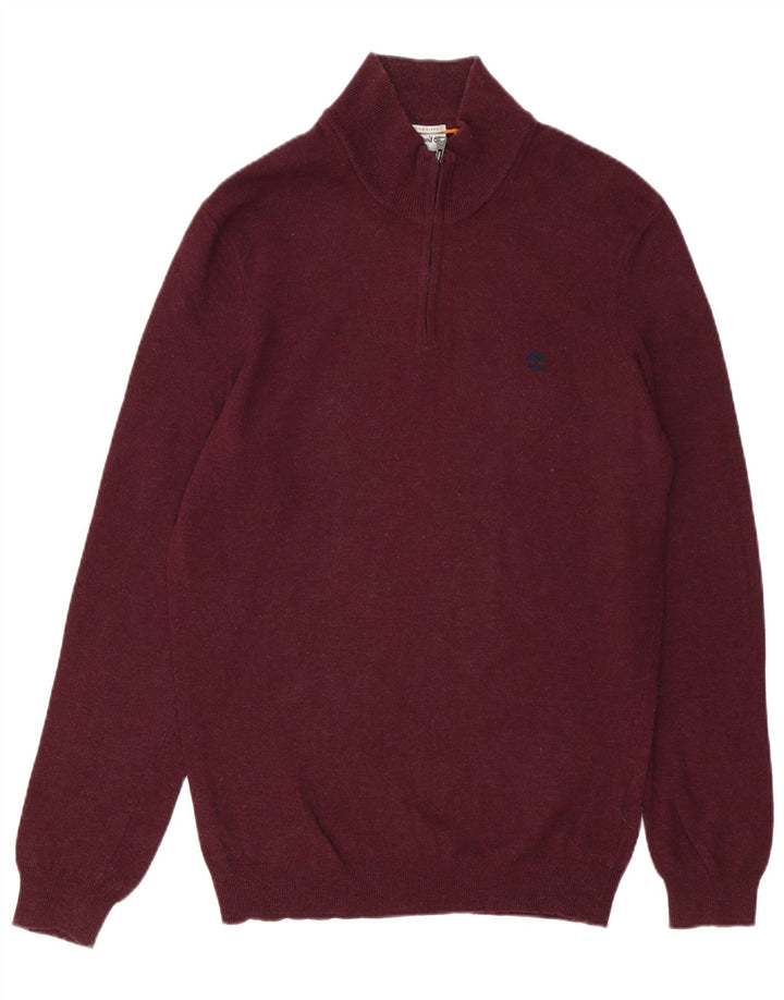 TIMBERLAND Herre sweater med lynlåshals Medium Burgund Merinould