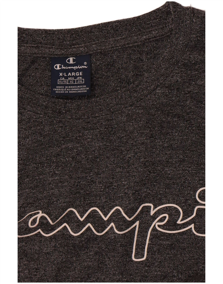 Champion Herre Grafisk T-Shirt Top XL Grå Flecked