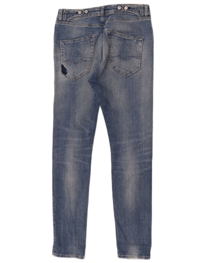 Replay Dame Distressed Skinny Jeans W29 L30 Blå