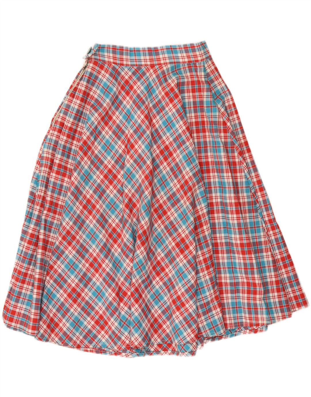 Vintage kvinders højtaljede A-linje nederdel W26 Lille flerfarvet ternet