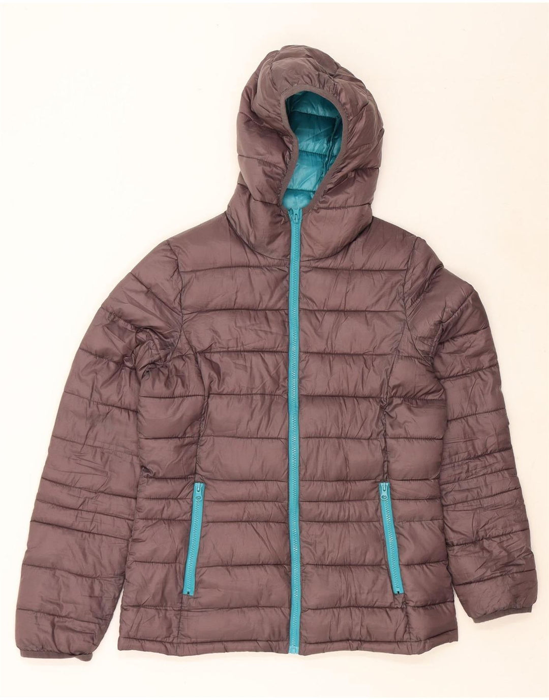 LOTTO Womens Hooded Padded Jacket UK 16 Large Grey Polyester Vintage Lotto and Second-Hand Lotto from Messina Hembry 