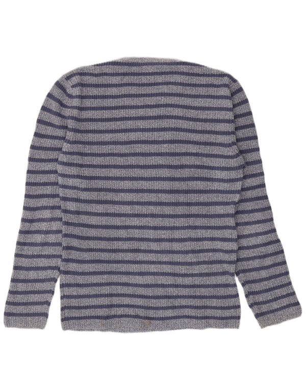 Zara Herre sweater med rund hals, stor blå stribet bomuld