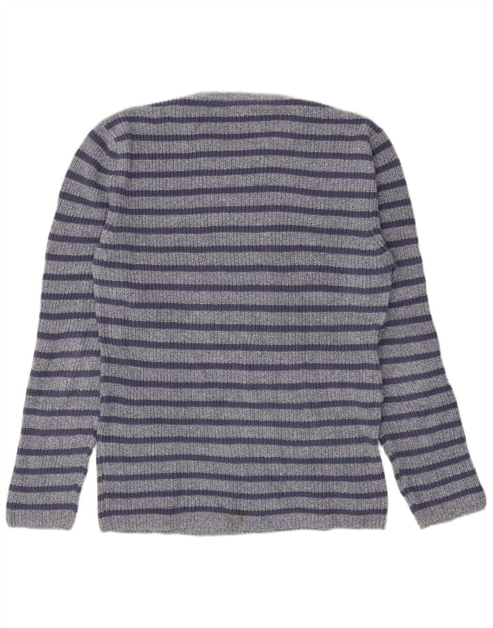 Zara Herre sweater med rund hals, stor blå stribet bomuld