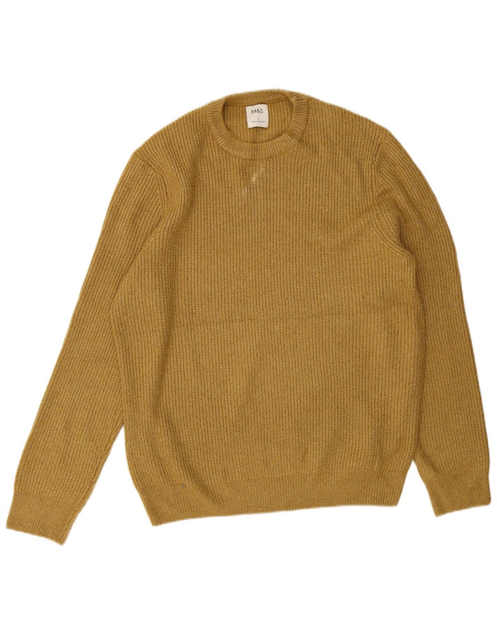 Marks & Spencer Herre sweater med rund hals, stor gul polyamid