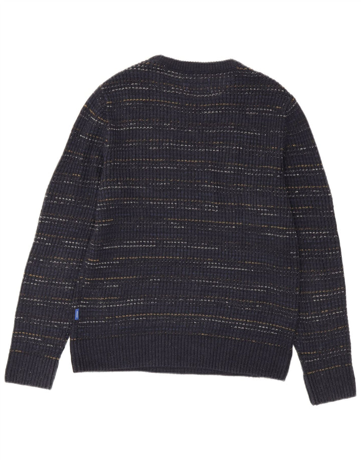 Jack & Jones Herre Boat Neck Jumper Sweater Medium Navy Blue Pinstripe