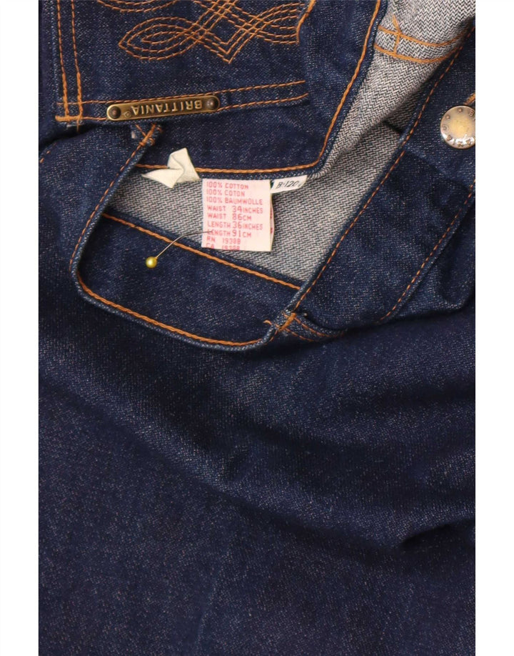 Vintage lige jeans til kvinder W34 L32 marineblå bomuld