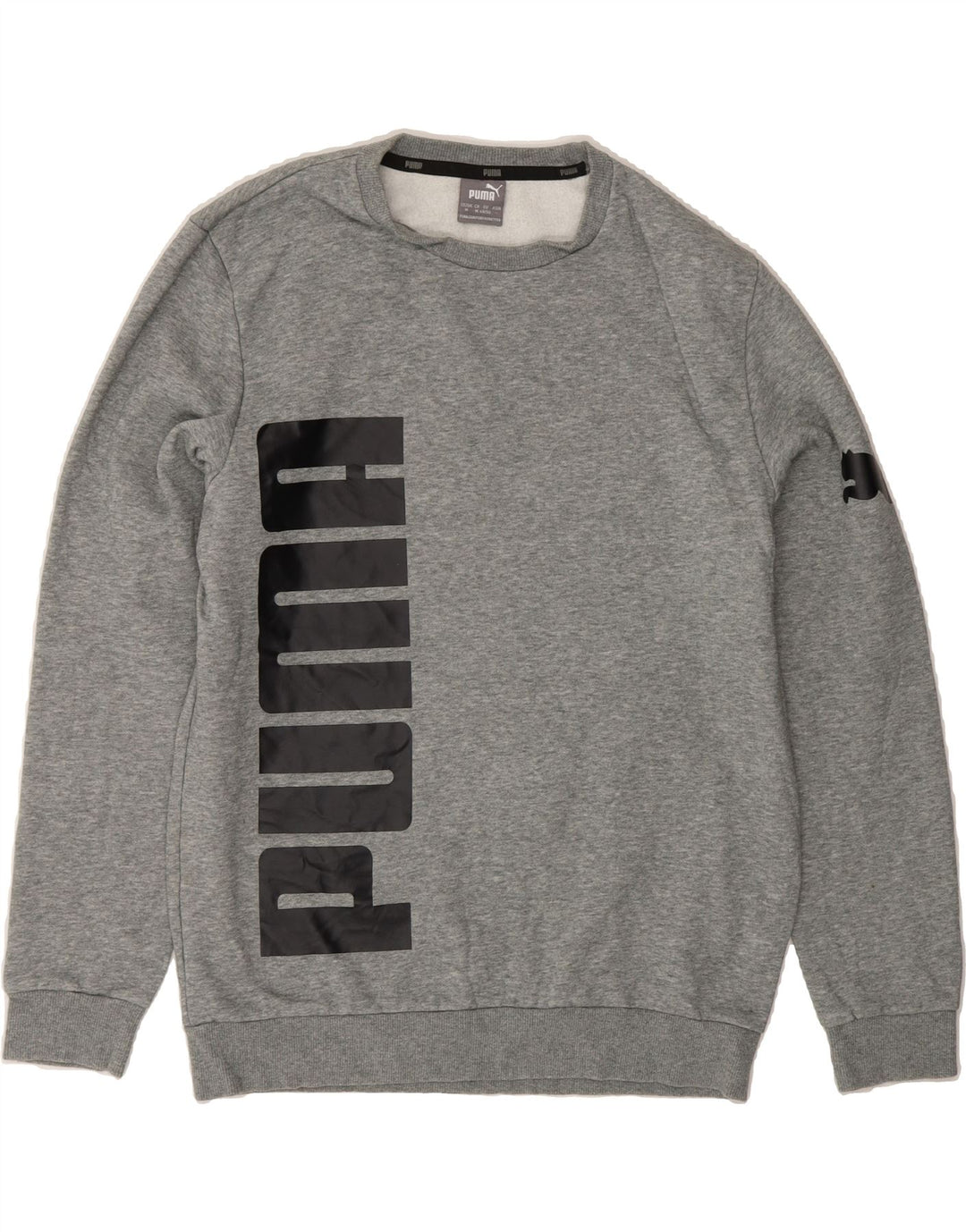 PUMA Mens Graphic Sweatshirt Jumper Medium Grey Cotton Vintage Puma and Second-Hand Puma from Messina Hembry 