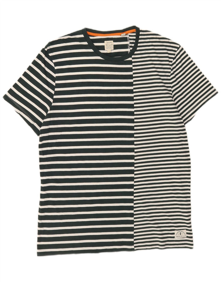 Jack Wills Herre T-shirt Top Medium hvid stribet bomuld