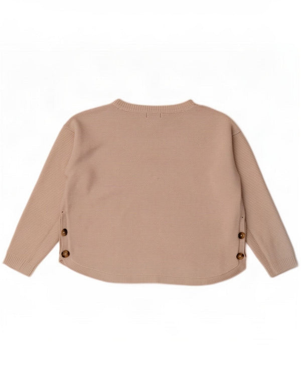 Fat Face Dame Crop Boat Neck Jumper Sweater UK 10 Small White Viscose