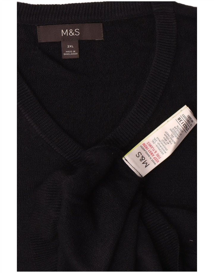 Marks & Spencer Herre V-hals sweater 2XL sort akryl