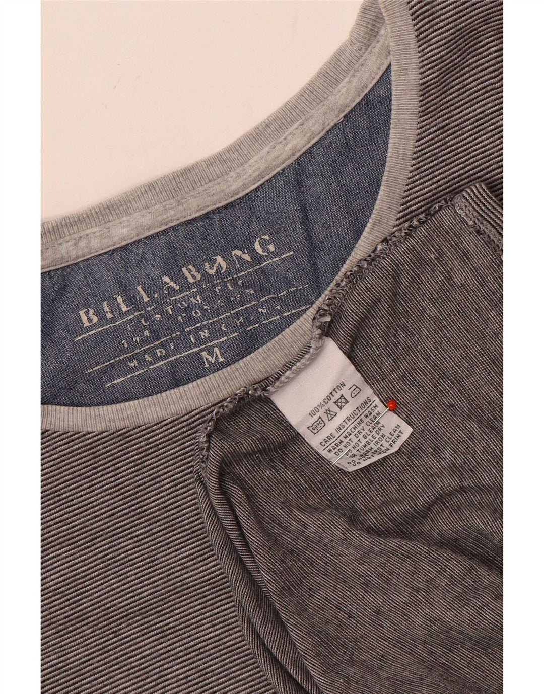Billabong Herre Custom Fit T-shirt Top mellemgrå nålestribet bomuld