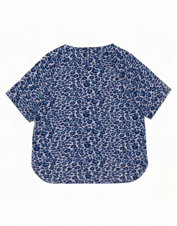 Marks & Spencer Womens Blouse Top UK 16 Large Blue Animal Print Polyester