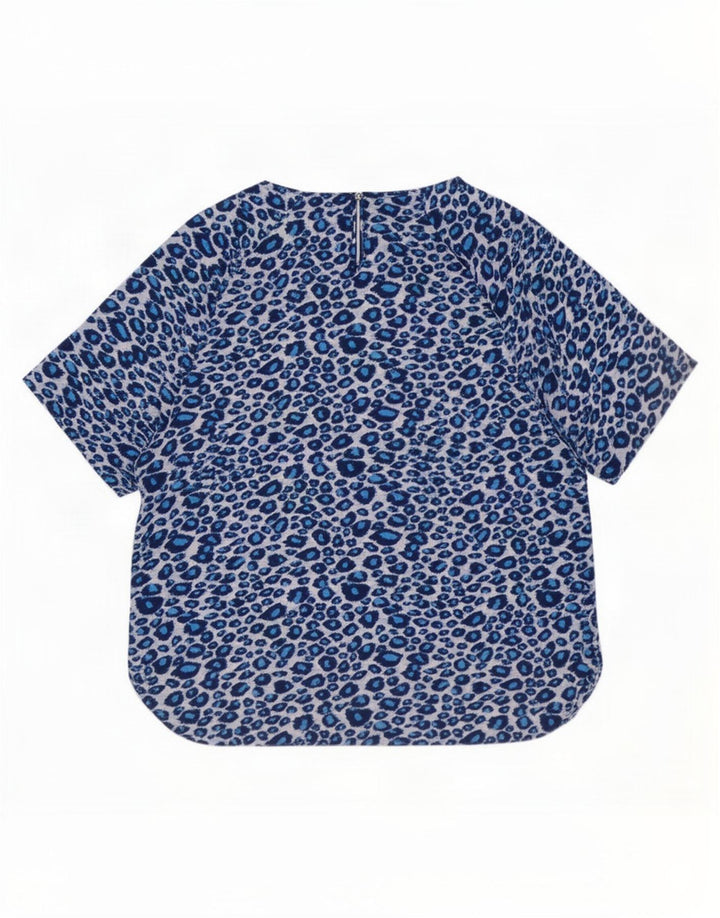 Marks & Spencer Damebluse Top UK 16 Large Blue Animal Print Polyester