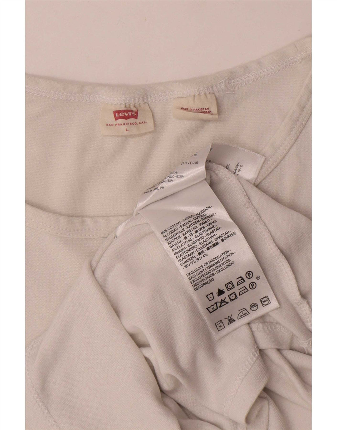 Levi's Dame T-Shirt Top UK 14 Stor Hvid Bomuld