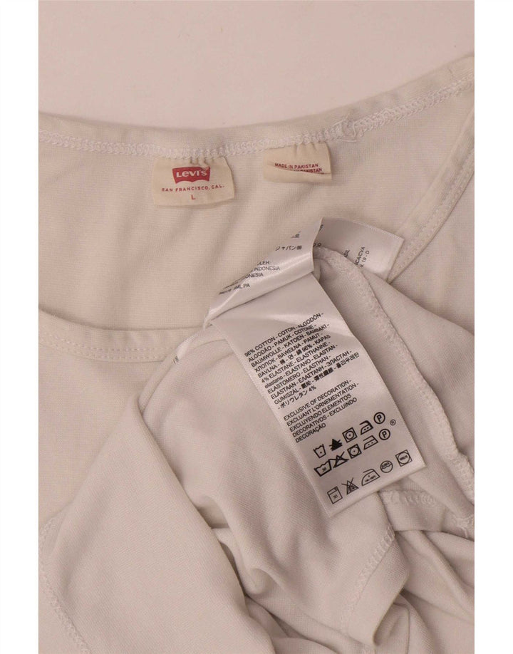 Levi's Dame T-Shirt Top UK 14 Stor Hvid Bomuld