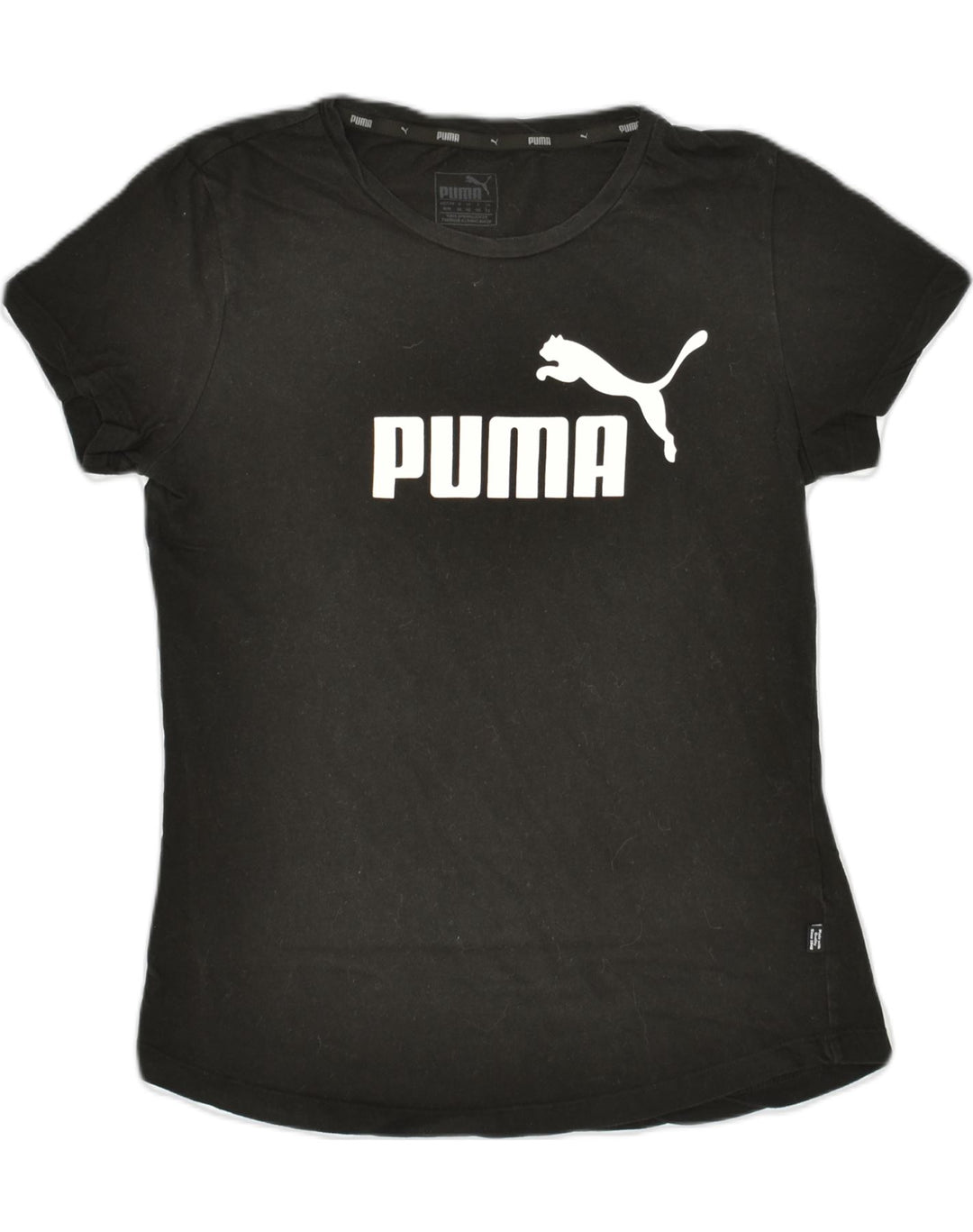 PUMA Womens Graphic T-Shirt Top UK 12 Medium Black Cotton | Vintage Puma | Thrift | Second-Hand Puma | Used Clothing | Messina Hembry 