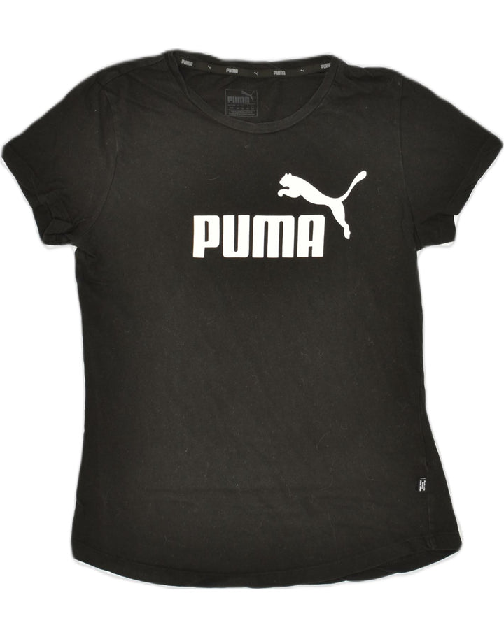 PUMA Womens Graphic T-Shirt Top UK 12 Medium Black Cotton | Vintage Puma | Thrift | Second-Hand Puma | Used Clothing | Messina Hembry 