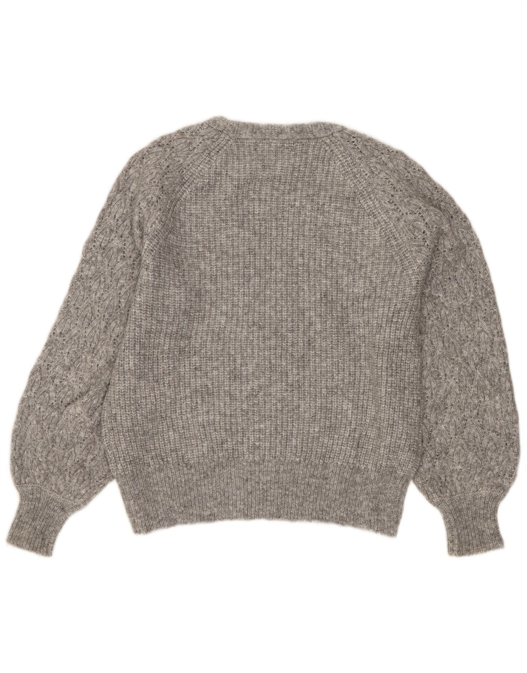 MARKS & SPENCER Dame Crop V-hals sweater UK 8 Small Grey Flecked