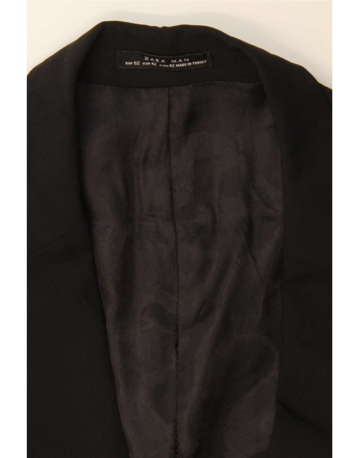 Zara Herre 2-knaps blazerjakke EU 52 Large Black Wool Classic