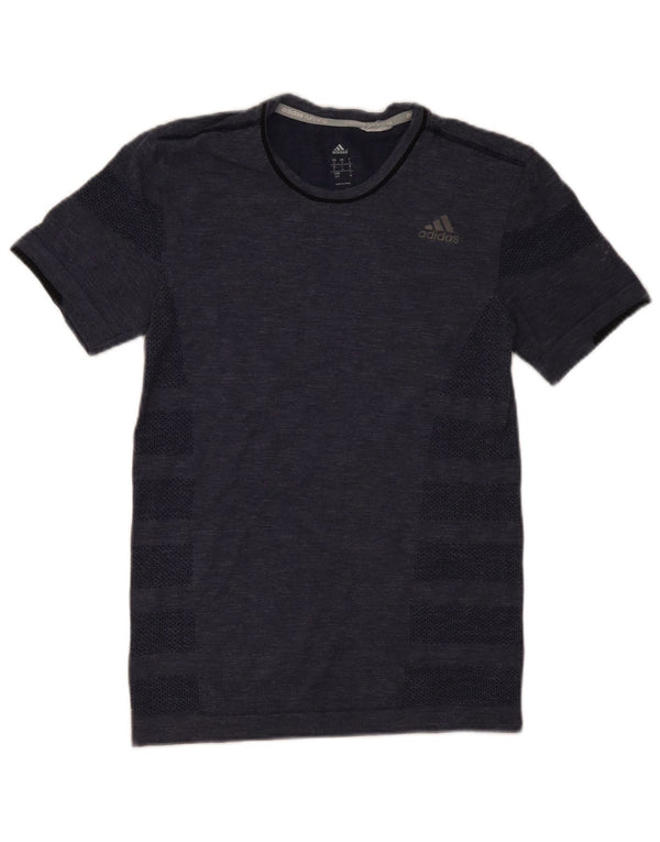 Adidas Running T-Shirt Top Lille Marineblå Stribet