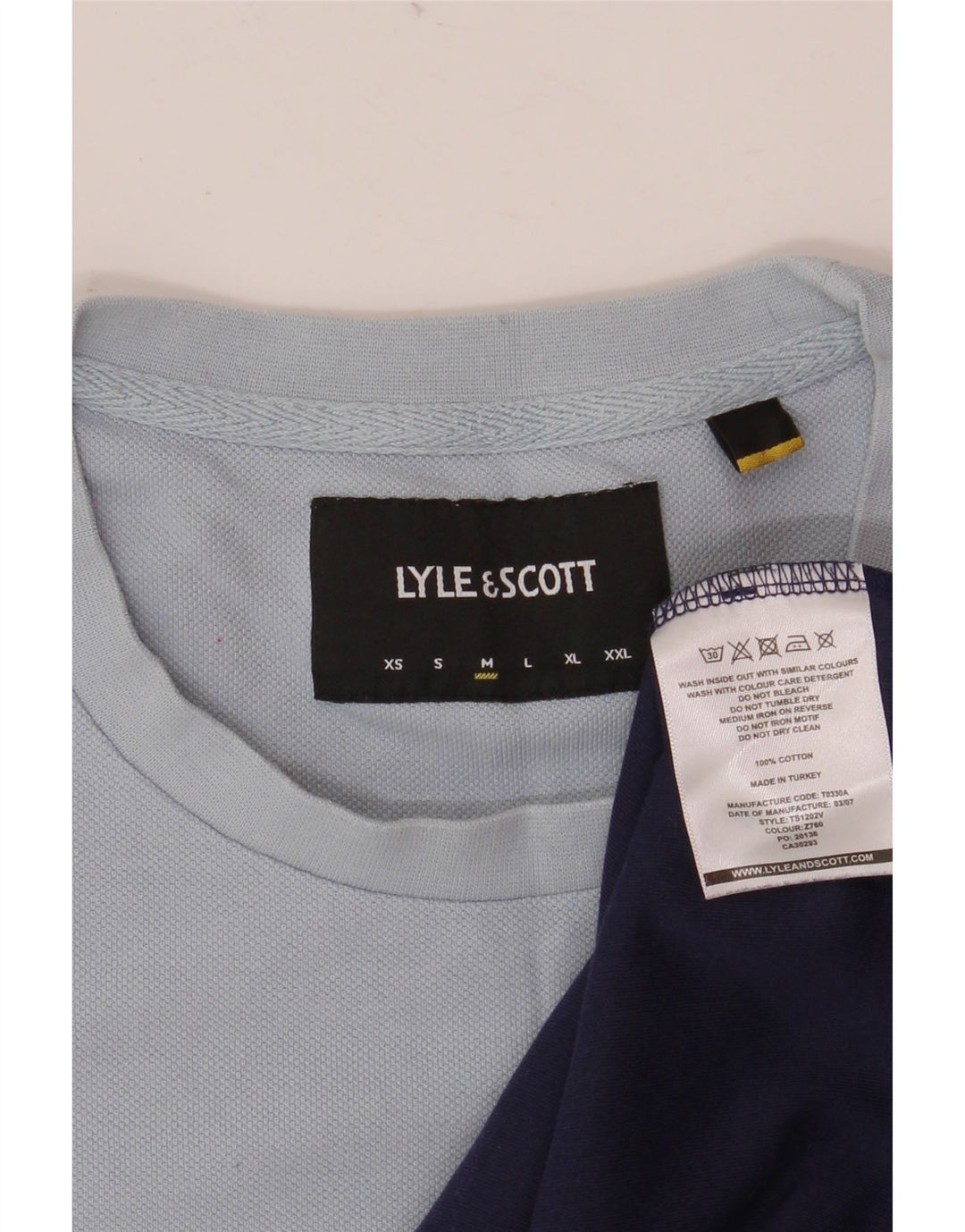 Lyle & Scott Herre T-shirt Top Medium Marineblå Colourblock Bomuld