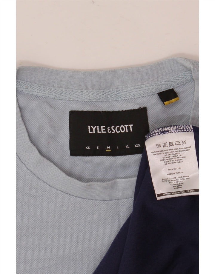 Lyle & Scott Herre T-shirt Top Medium Marineblå Colourblock Bomuld