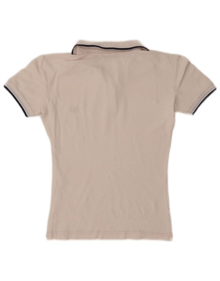 Fred Perry Dame Polo Shirt UK 14 Stor hvid stribet