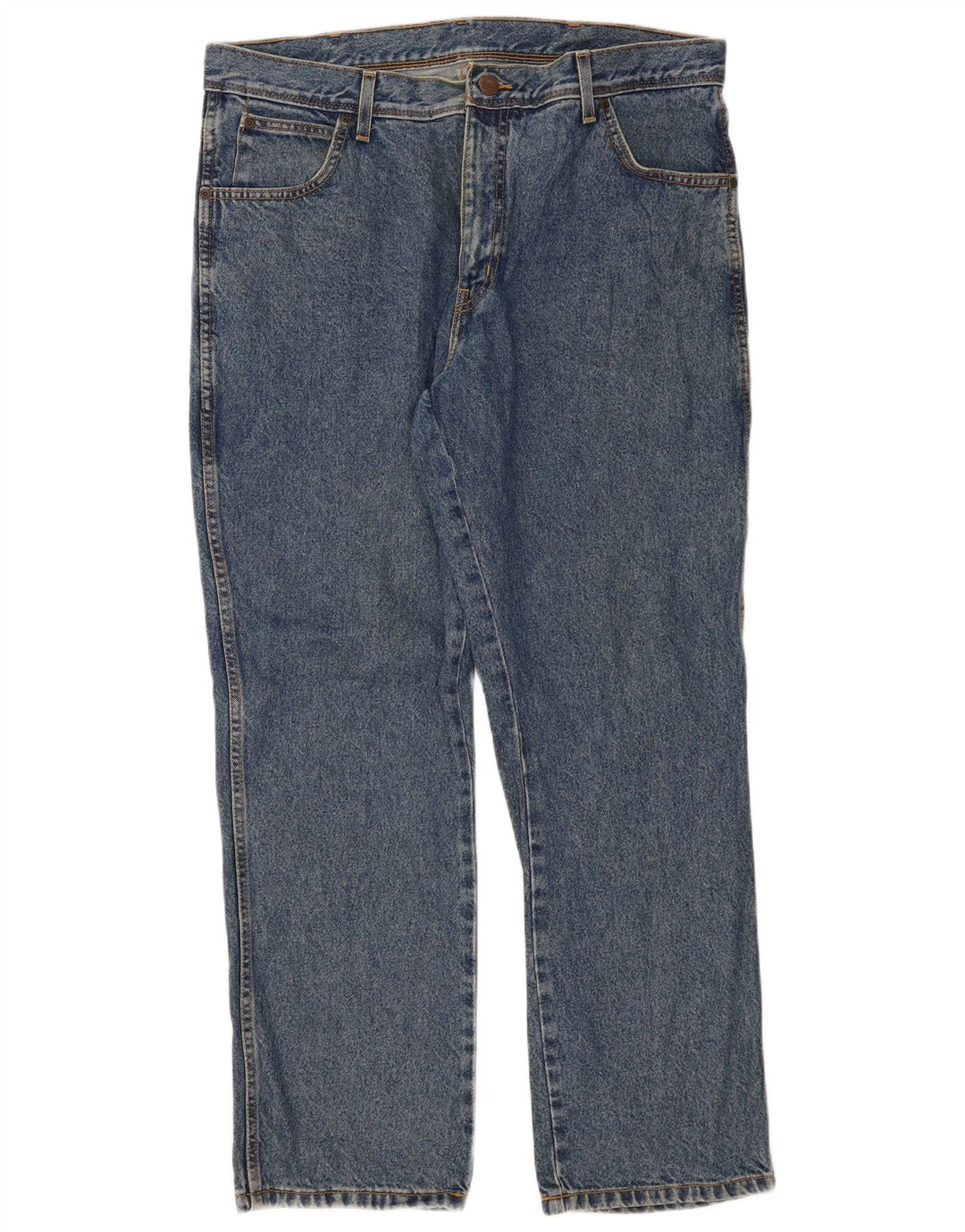 Wrangler Herre Regular Fit Straight Jeans W38 L30 Blå Bomuld