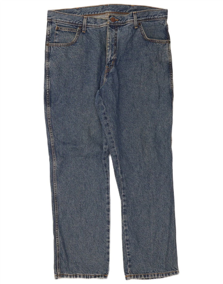 Wrangler Herre Regular Fit Straight Jeans W38 L30 Blå Bomuld