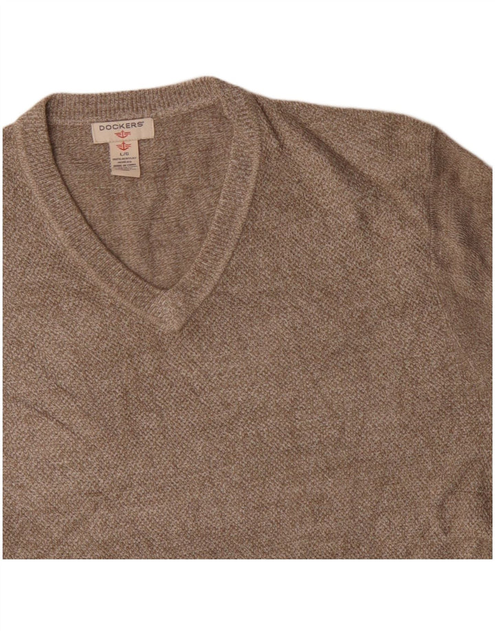 DOCKERS Herre V-hals sweater Stor Beige Akryl