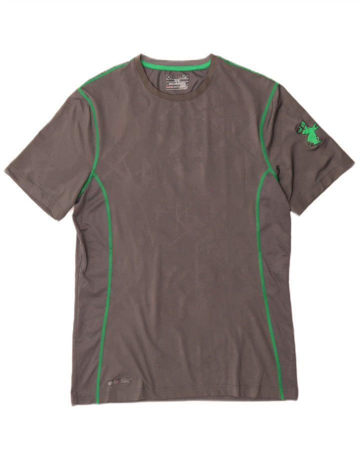 Under Armour Herre Heat Gear T-Shirt Top Medium Grå Geometrisk Polyester