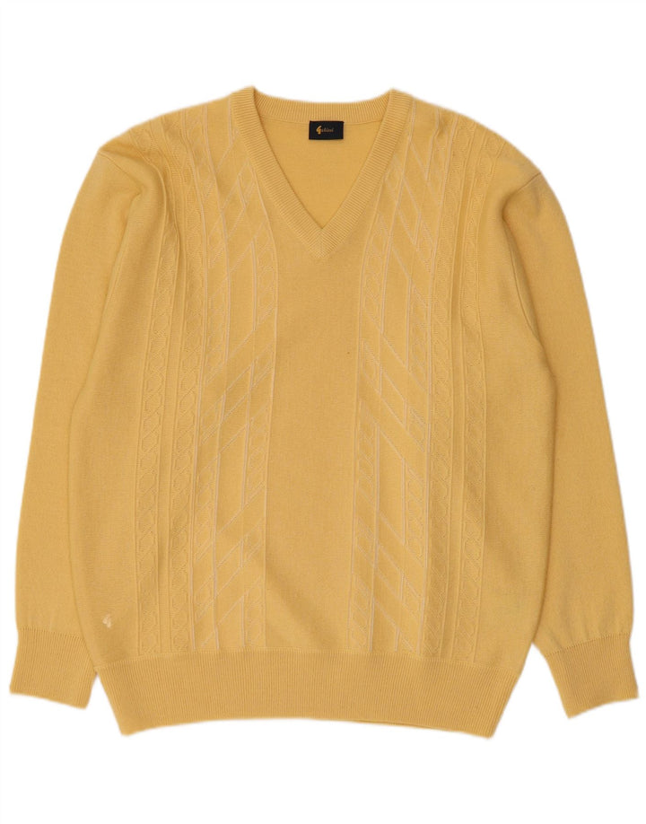 Gabicci Herre V-hals sweater Medium Gul Uld