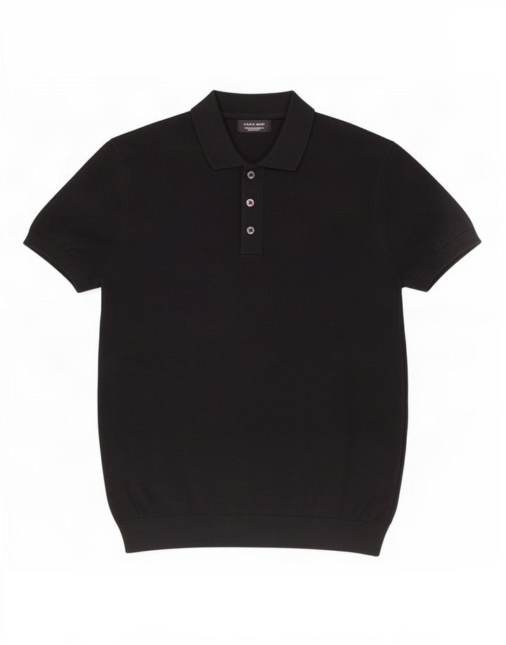 Zara Polo skjorte til mænd, medium sort viskose