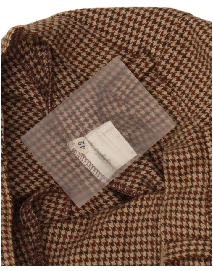 Vintage Capri-bukser til kvinder IT 42 Medium W26 Brun Houndstooth-uld