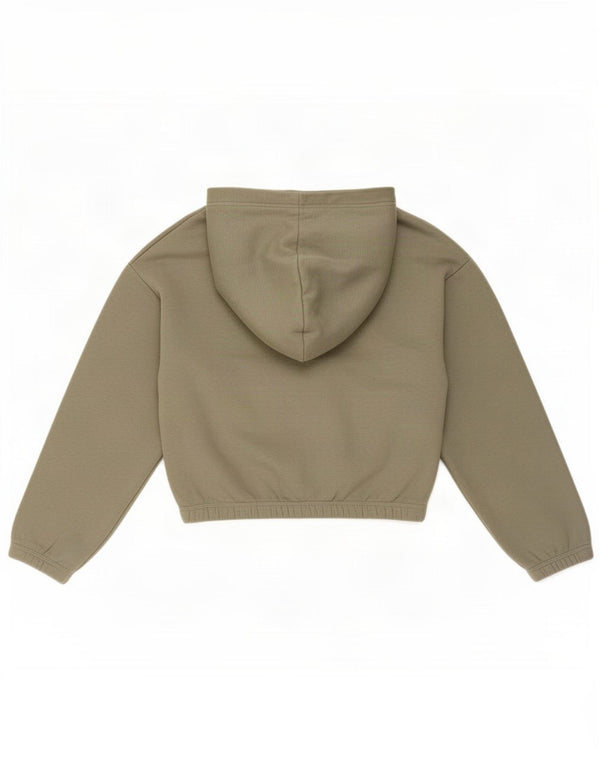 Zara Womens Crop Oversized Hoodie Jumper UK 10 Small Green Cotton