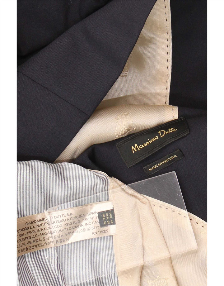 Massimo Dutti Dame 2-knaps blazerjakke EU 40 Mellem marineblå uld