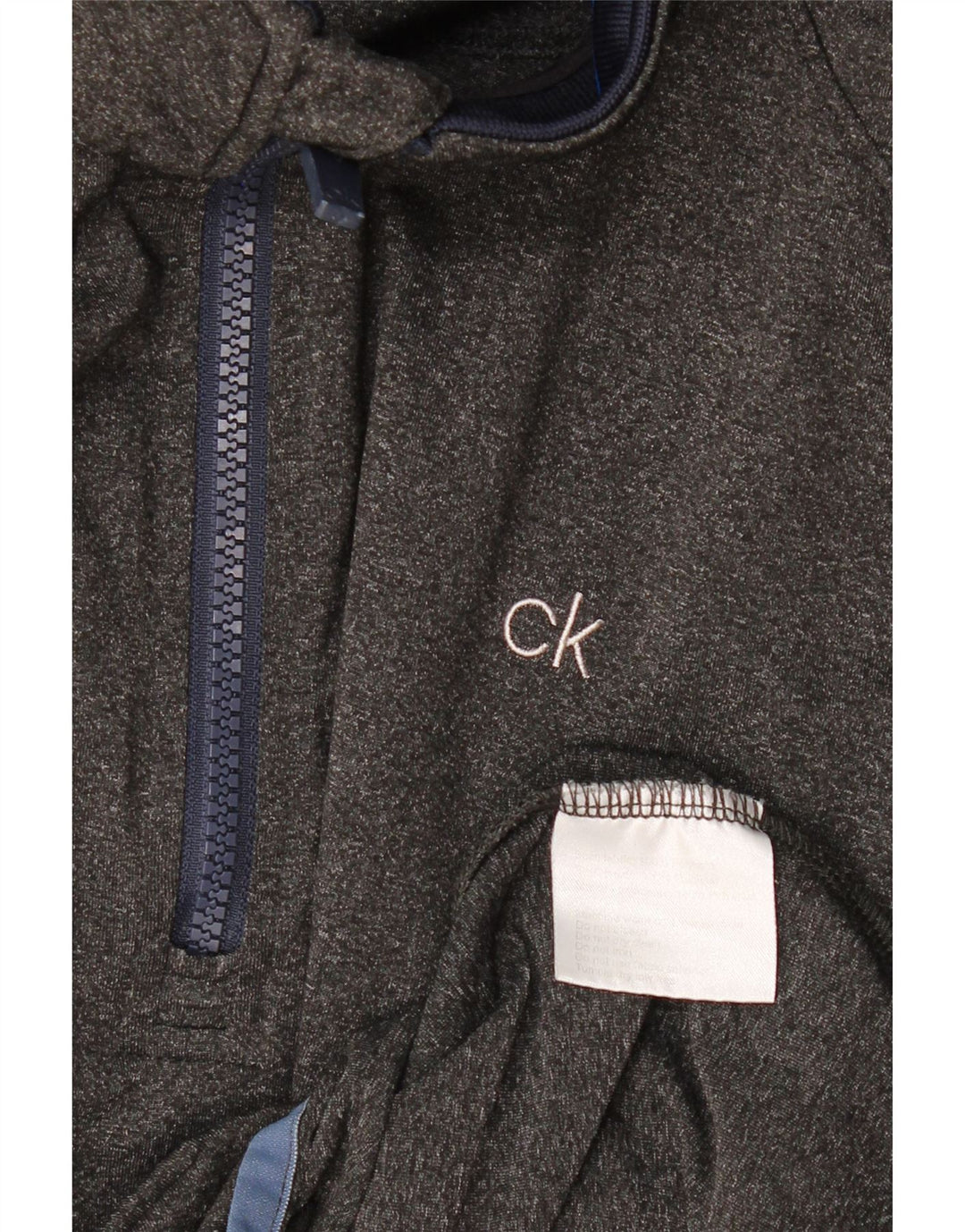 CALVIN KLEIN Herre Zip Neck Pullover Træningsdragt Top XL Grå Polyester