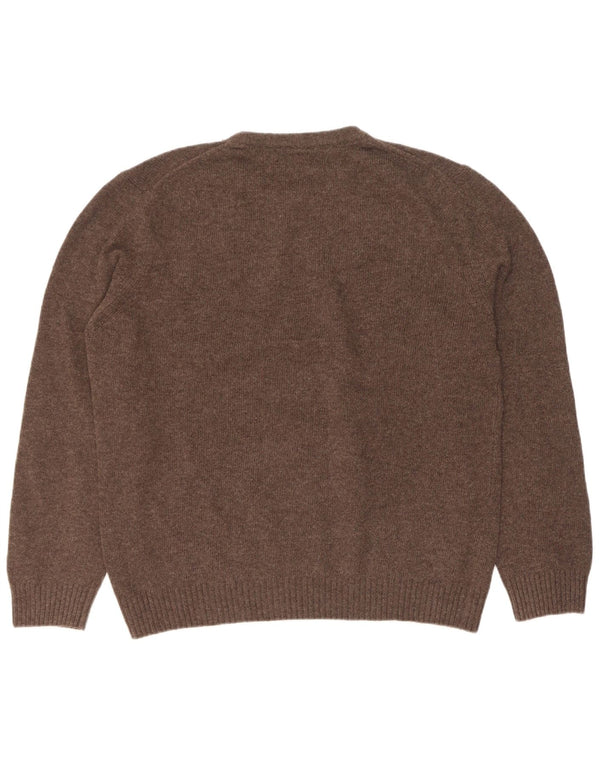 Marlboro Classics Mens Crew Neck Jumper Sweater XL Brown Wool