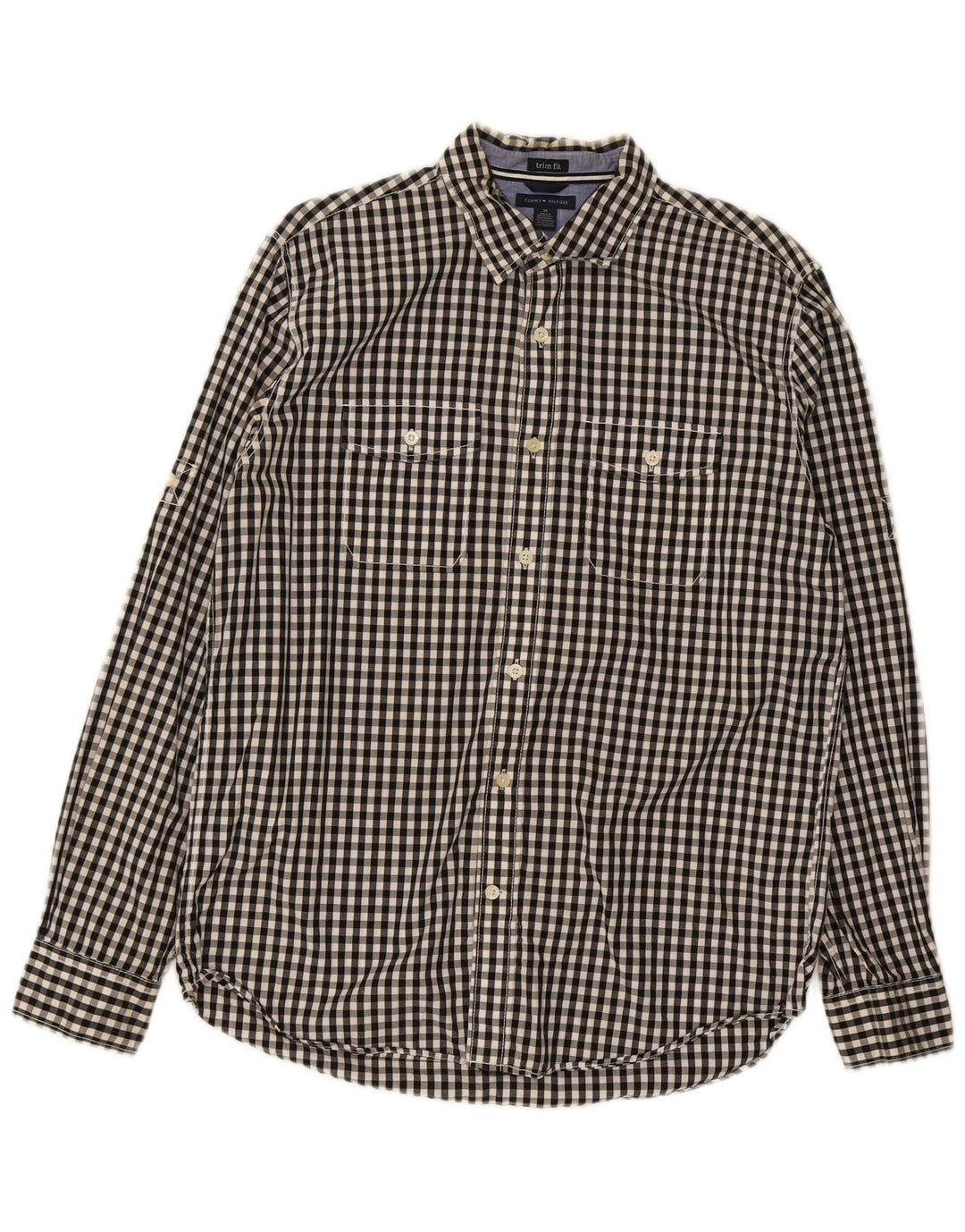 Tommy Hilfiger Herre trim fit skjorte medium sort Gingham bomuld