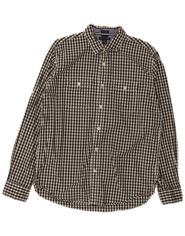 Tommy Hilfiger Herre trim fit skjorte medium sort Gingham bomuld
