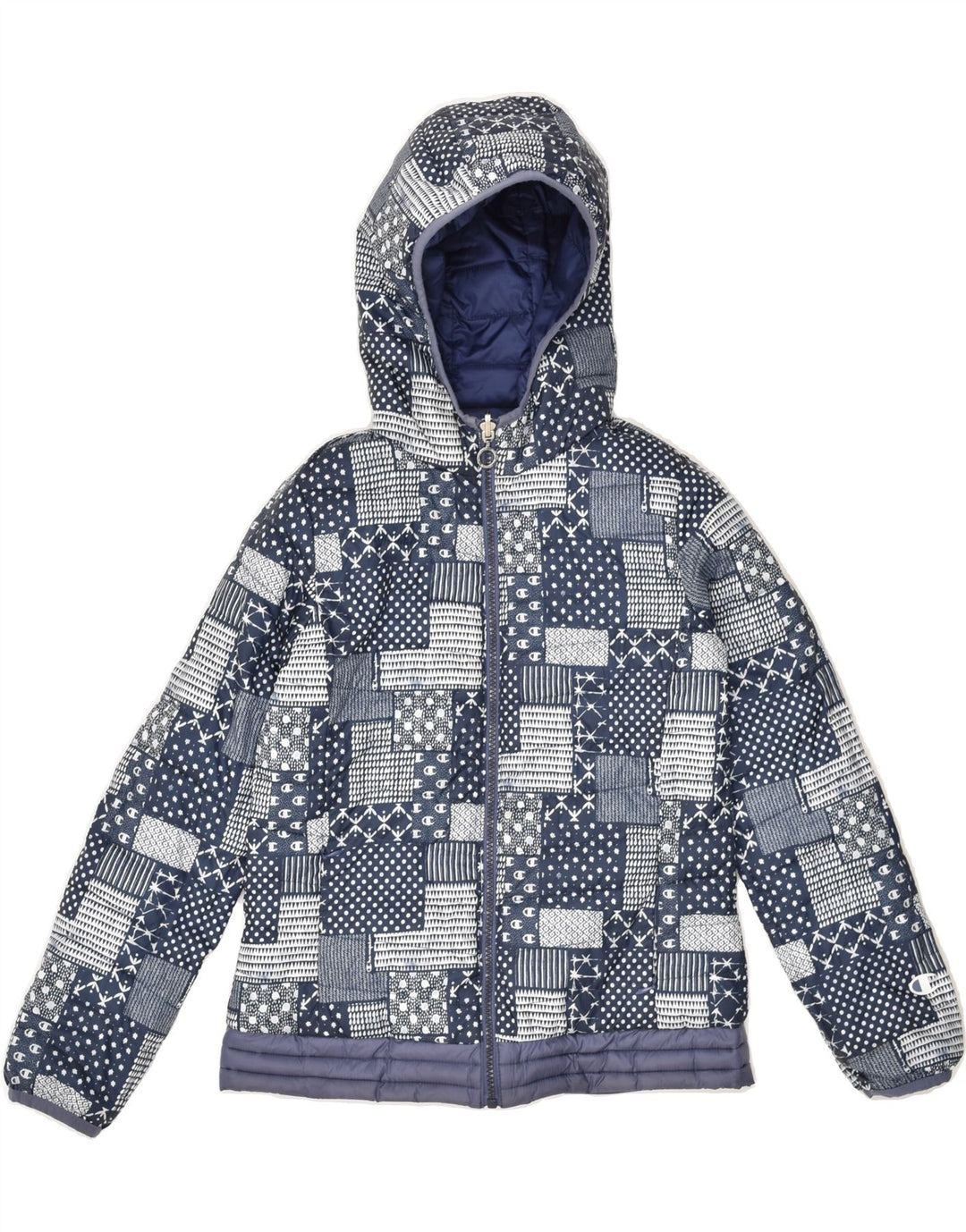 CHAMPION Girls Hooded Reversible Jacket 11-12 Years Medium  Navy Blue | Vintage Champion | Thrift | Second-Hand Champion | Used Clothing | Messina Hembry 